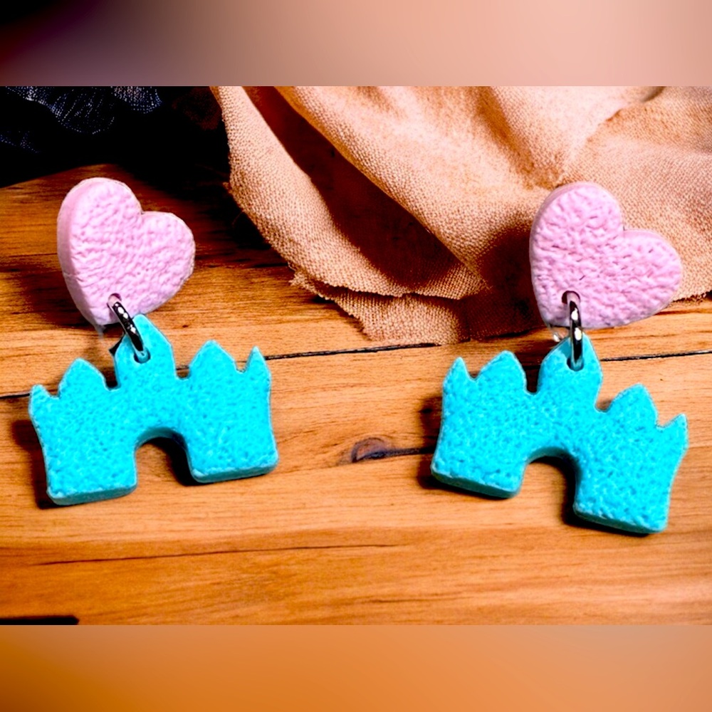Princess Castle Polymer Clay Dangle Earrings